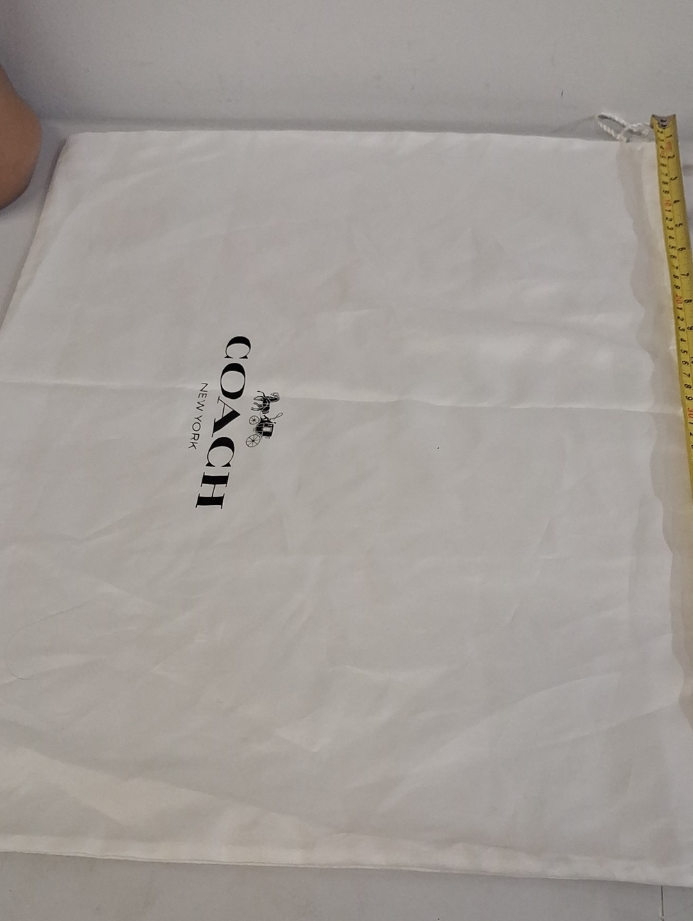 Coach White Drawstring Logo Dust Bag